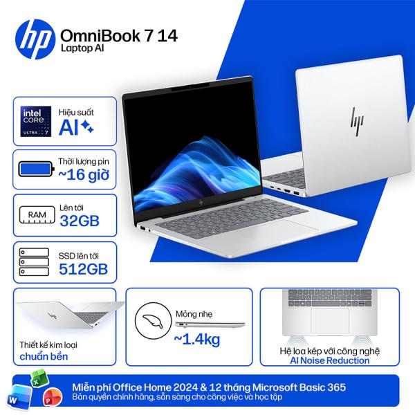 Máy tính xách tay/ Laptop HP OmniBook 7 14-fr0027TU - C1MN1PA (Core Ultra 7-255U) (Bạc)